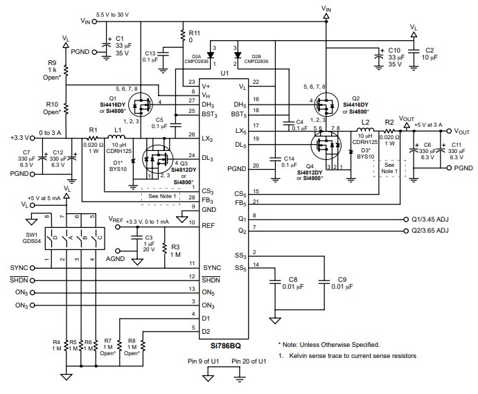 Application Circuit Diagram - Vishay Semiconductors Si786 Demonstration Board